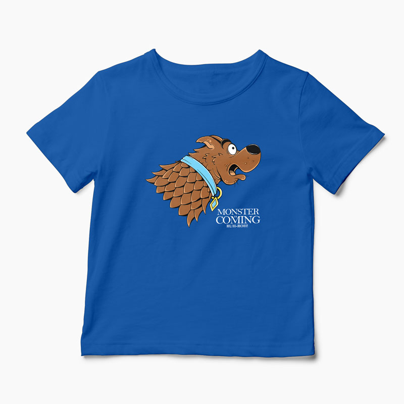 Tricou Monster Is Coming - Copii-Albastru Regal